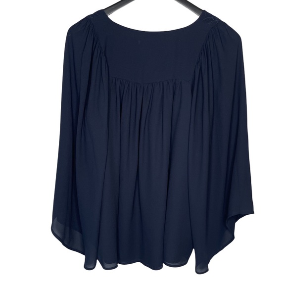 LOFT Navy Blue Long Sleeve Blouse Small - Picture 7 of 7